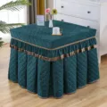Green quilted mahjong machine cover square electric stove cover warm decorative table cloth - 70*120*68cm Rectangular Cover with Skirt / Nordic Velvet Diamond Green