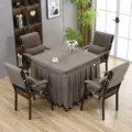Gesteppte quadratische Tischdecke und Stuhlkissen Set für Heimheiztisch und Mahjong. - 90*90*76 cm Tischhusse / Gesteppt Braun Allwetter-Universal