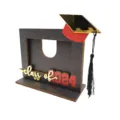 Decorative wooden graduation photo frame with Class of 2024 script and mortarboard - Black