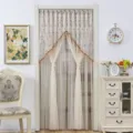 European style lace door curtain partition mesh anti-mosquito bedroom decorative hanging curtain - Height 2m with Free 60-110cm Telescopic Rod / Springtime Beige Double-Layer Gauze Width 1.8m