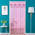 Pink lace door curtain romantic bedroom partition mesh decorative hanging curtain floral embroidery - Width 90 x Height 200cm / Simple Pink Double-Layer Gauze Double-Open