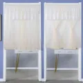 Cortina de puerta de encaje panel semitransparente cocina dormitorio divisor sin perforar - An 85 cm * Al 90 cm (incluye cintas + barra + velcro) / Cortina corta blanco roto de estrellas y luna de doble capa (forro + encaje)