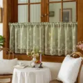 Tenda corta floreale verde stile country, tenda semitrasparente margherita per finestra di casa. - 300*60 cm / Margherita
