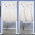 Weißer Spitzen-Türvorhang mit süßer Kirschenstickerei, kurzer Halbvorhang für Schlafzimmer. - Traumhafte Windjagd Kirsche - Off-White Doppellagiger Halbgorhang (Futter + Spitze)