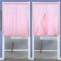 Rosa Spitzen Türvorhang Halbvorhang lochfrei Schlafzimmer Raumteiler Vorhang Gaze - Traumhafte Liebe - Rosa Doppellagiger Halbgorhang (Futter + Spitze)