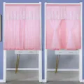Rosa Spitzen Türvorhang Halbvorhang für Schlafzimmer Küche Raumteiler und Dekoration. - Traumhafte Windjagd - Rosa Doppellagiger Halbgorhang (Futter + Spitze)