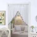 Retro French white lace door curtain half curtain with tassel trim for bedroom home decor - With Extension Rod / Ice Ink [Lace + Charm] 2-Piece Set