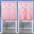 Rosa spitzen türvorhang halbvorhang mit süßem kirschdekor für schlafzimmer raumteiler - Dream Windy Cherry - Rosafarbener doppellagiger Halbschleier (Futter & Spitze)