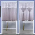Spitzen-Türvorhang Halbvorhang stanzfrei Schlafzimmer Trennvorhang Küche transparenter Vorhang - Dreamy Love - Grauer doppellagiger Halbvorhang (Futter & Spitze)