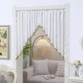 White lace door curtain French vintage half curtain arch partition for bedroom home decor - With Extension Rod / Simple Lemon [Lace + Charm] 2-Piece Set