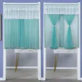 Türkisfarbener Vorhang mit weißer Spitze, Halbvorhang für Schlafzimmer und Küche. - Traummond & Sterne - Grüner Halbvorhang doppelschichtig (Futter + Spitze)
