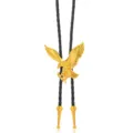 Vintage Western Cowboy Bolo Tie mit goldenem Adler-Anhänger und schwarzer Flechtkordel - Adler