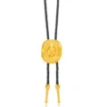Vintage Western-Bolo-Krawatte mit goldenem Cowboyhut-Anhänger und schwarzem Lederband - Cowboyhut B