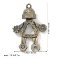 Retro movable bronze alloy robot pendant with gear limbs and detailed measurements - Nut Joint Robot Style (Model C)