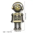 Vintage movable alloy robot pendant in bronze finish with dimensions and weight info - Headphone Smiling Robot Style (Model D)