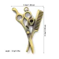 Colgante retro de tijera y peine en bronce antiguo para joyería DIY artesanal, 5,2cm - Peine y Tijeras
