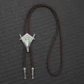 Vintage Herren-Bolo-Tie mit geflochtener brauner Lederkordel und silbernem Augenanhänger - Dunkelbraun