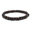 Pulsera retro de cuentas de madera marrón oscuro estilo ábaco con veta natural - Marrón Oscuro