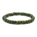 Pulsera retro de cuentas de madera estilo ábaco con acabado de veta de madera verde oliva. - Oliva