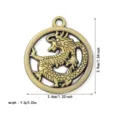 Vintage bronze dragon motif circular pendant with 3.4x3.9cm dimensions and 9.2g weight - Dragon (A0140)