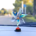 Lindo molinillo de viento brillante para salpicadero de coche accesorio decorativo - Plata Holográfica