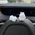 Süße Kaninchen Auto Innenausstattung Armaturenbrett Ornament Harz Cartoon Tier Desktop Dekoration - Kleines weißes Kaninchen (Paar) / Weiß