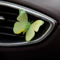 Green butterfly car air vent ornament sticker cute vehicle interior decoration 1pc - Adhesive Type / Green