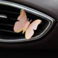 Cute car butterfly air vent decoration ornament, orange sparkling rhinestone style, 1pc. - Adhesive Type / Orange