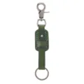 Vintage dark green cowhide leather keychain with antique finish metal clasp and keyring - Green
