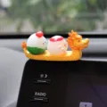 Cute Dragon Boat Car Ornament Resin Figurine, Chinese Style Cute Dashboard Interior Accessory - Red Date Zongzi + Dragon Boat