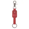 Vintage red cowhide leather keychain with durable metal clasp and ring for car keys - Red