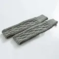 Grey cable knit leg warmers cozy over-the-knee winter warm thermal socks for indoor wear. - One Size / Dark Gray