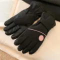 Winter warm skiing gloves for women, windproof thermal cycling gloves with fleece lining. - One Size / Black