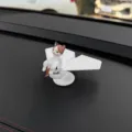 Cute calico cat car dashboard ornament with rotating paper airplane propeller design interior decor - Sitting Cat + Rotating Airplane