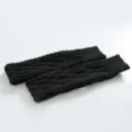Black knitted over knee stirrup leg warmers winter cozy warm cable knit boot cuffs hosiery - One Size / Black