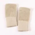 Beige flauschige Strick fingerlose Handschuhe für Damen, warme Plüsch Handwärmer im Winter. - Einheitsgröße / Beige