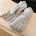 Light blue winter ski gloves, thick thermal fleece lining, windproof outdoor riding gloves. - One Size / Grey Blue