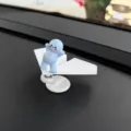 Blue Cartoon Airplane Car Ornament Dashboard Interior Rotating Cute Decor Figurine Gift - Minimalist Blue Figure + Rotating Airplane
