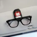 Soportes para gafas de sol de coche con diseño de dibujos animados de manzana. - Perro Manzana Sentado + Clip para Gafas / Negro