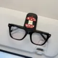 Bonito clip para gafas de sol de visera de coche con diseño de manzana, cuero negro. - Core de Manzana + Clip para Gafas / Negro