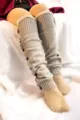 Calentadores de punto gris con botones ribete de encaje calcetines slouchy estilo JK mujer - Talla única / Gris claro