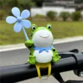 Cute frog bicycle handlebar decoration with blue windmill, ideal bike and motorcycle accessory. - Tie-Back Style