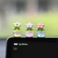 Mini pot de fleur lumineux pour tableau de bord de voiture, jolie fleur en résine. - Vert Violet Rose Ensemble de 3