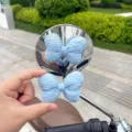 Lindo lazo acolchado azul accesorio de decoración para espejo retrovisor de moto eléctrica. - Paquete de 2 / Azul