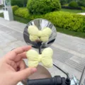 Cute yellow quilted bow rearview mirror decoration for electric scooter, stylish motorcycle accessory - 1 Piece/Pack / Off White