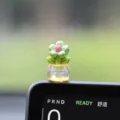 Mignonne fleur lumineuse ornement de voiture tableau de bord plante en résine verte - Vert