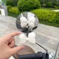 White quilted bow rearview mirror decoration for electric scooters, cute motorcycle accessory. - 2 Pieces/Pack / Off White