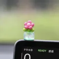 Ornement de voiture fleur lumineuse tableau de bord pot résine mignon auto déco - Rose rouge