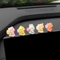 Cute healing animal figurines set, flower holding resin car dashboard decoration ornaments. - Bouquet Animals 5-Piece Set