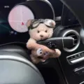 Lindo oso de peluche piloto de coche para la bonita decoración interior del salpicadero. - Oso Pardo con Cachorro (Ojos)